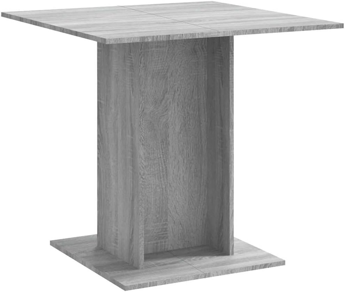Eettafel, 80 x 80 cm, Sonoma grijs, keukentafel van hout met stevig tafelblad en vierkante sokkel, 80 x 80 x 75 cm, eenvoudige montage