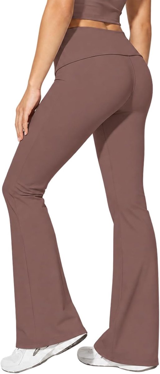 Sportlegging voor Dames, met Omgeslagen Tailleband, Yogalegging, Flared, Hoge Taille, Buikcorrigerend, Elastische Vrijetijdsbroek, Yogabroek voor Dames