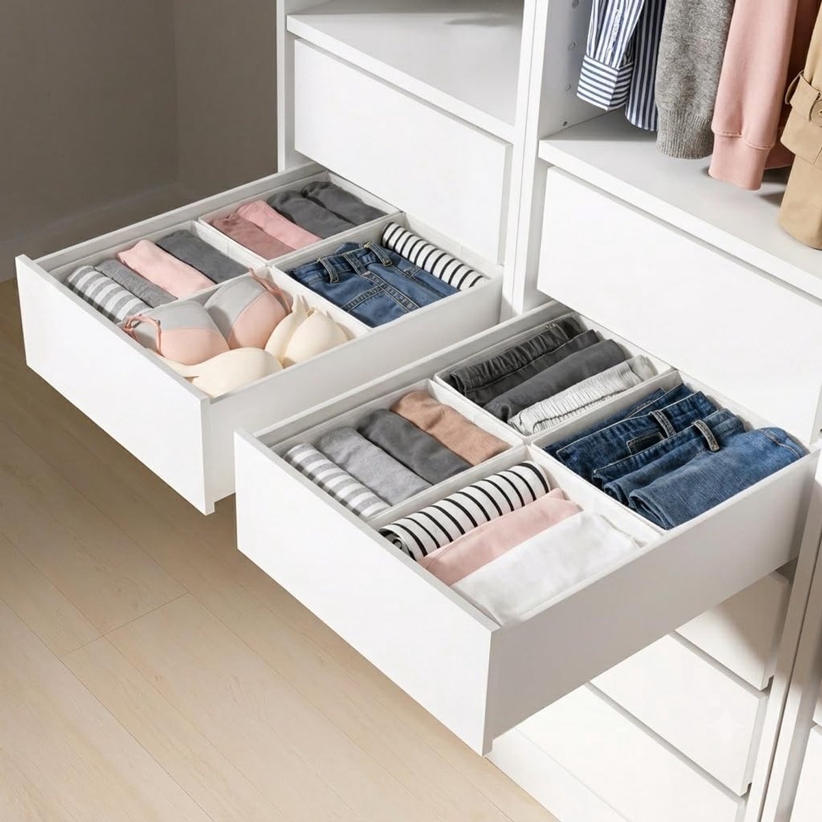 Set van 8 lade-organizers kleding voor PAX kast 50x58, wit