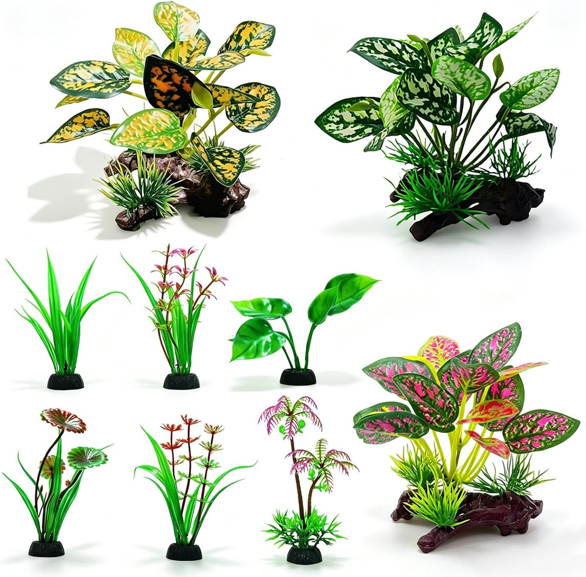 Aquariumdecoratie, 9 stuks aquariumplanten kunstmatig