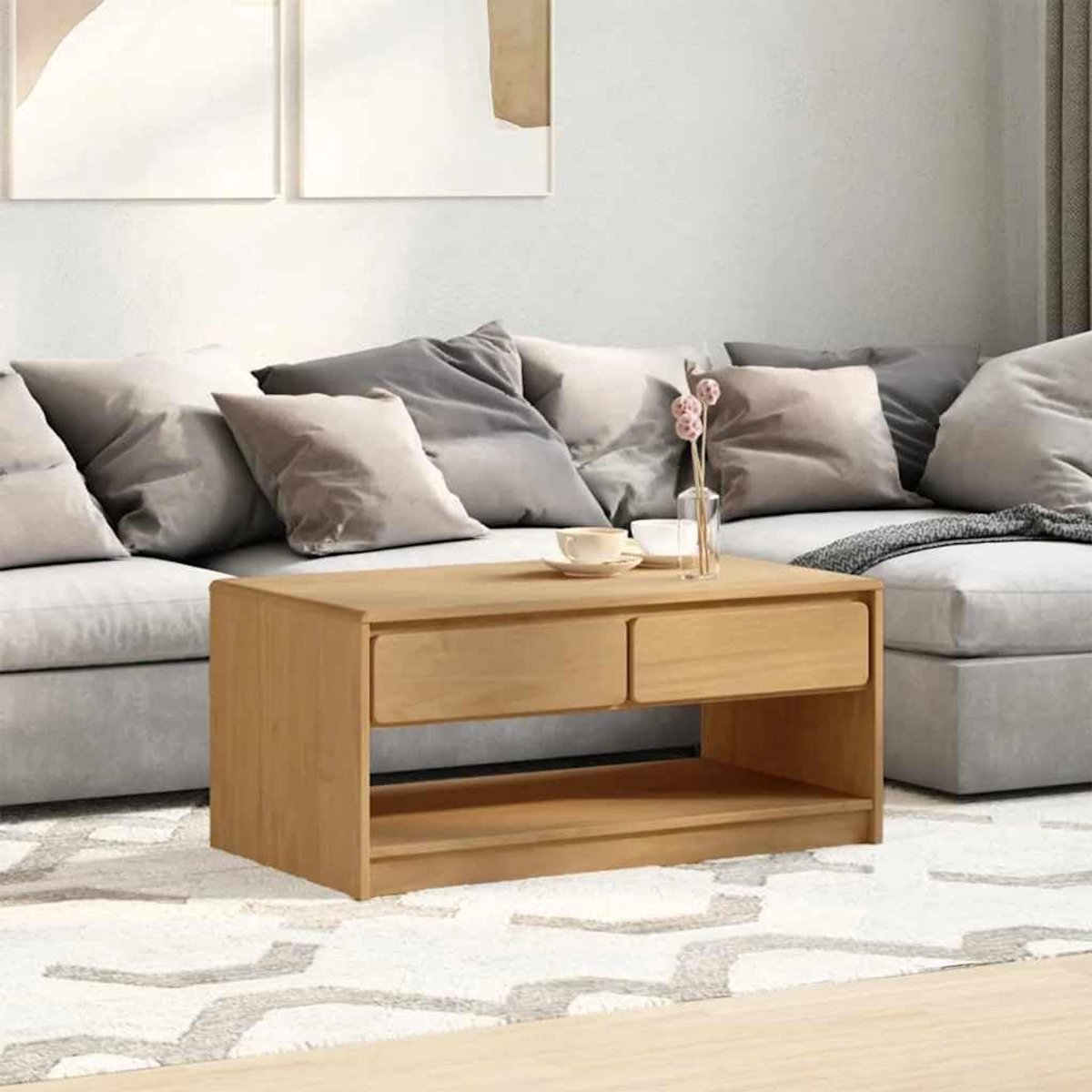Grenenhout eikenkleur stijlvol met opbergruimte SAUDA 99x55x45 cm
