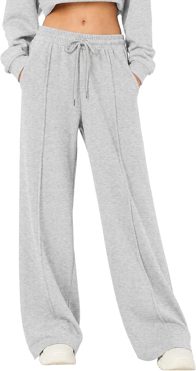 Joggingbroek voor dames, katoen, gevoerd, wijde pijpen, sportbroek