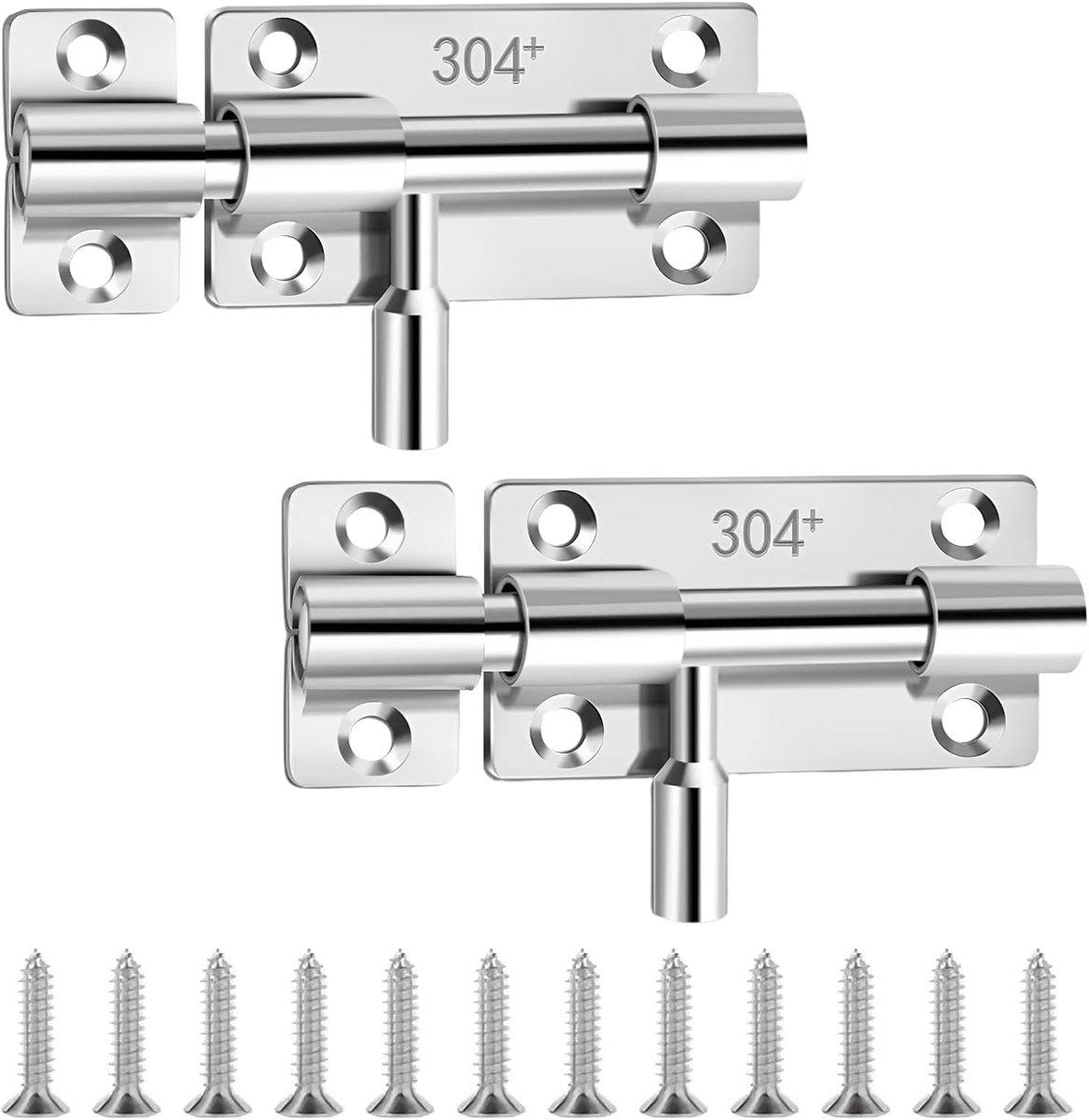 Door Lock Stainless Steel 304 2 Pcs Lock Secure Closure Easy Installation for Garage Door Safe Gate with Locked - ShopVlot