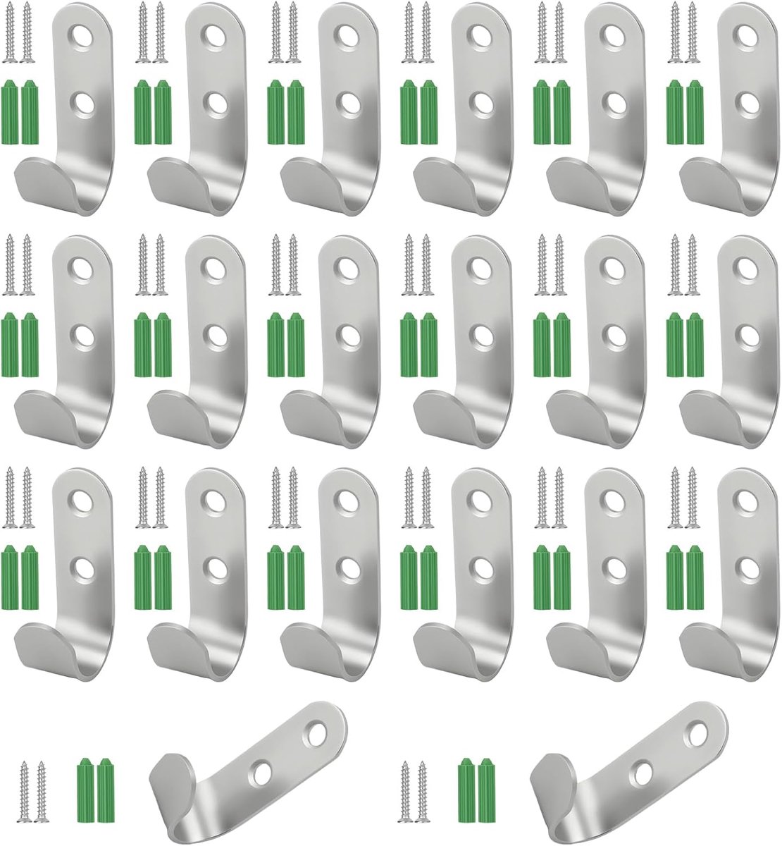 SnelShoppen - 20Pcs Tarpaulin Hooks, RVS 2-Hole Utility Hooks met Schroeven | 45x15x2mm Tension Hooks voor Trailer, Robuuste Bevestigingshaken voor Ze