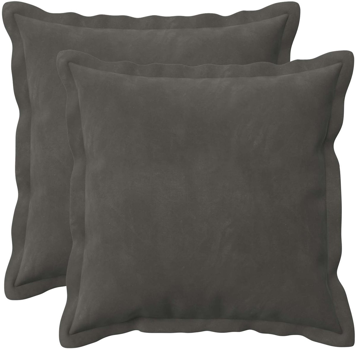 vidaXL Dekenkussen - 2 - st - HOUTEN - Donkergrijs - 50 - x - 50 - cm - fluweel