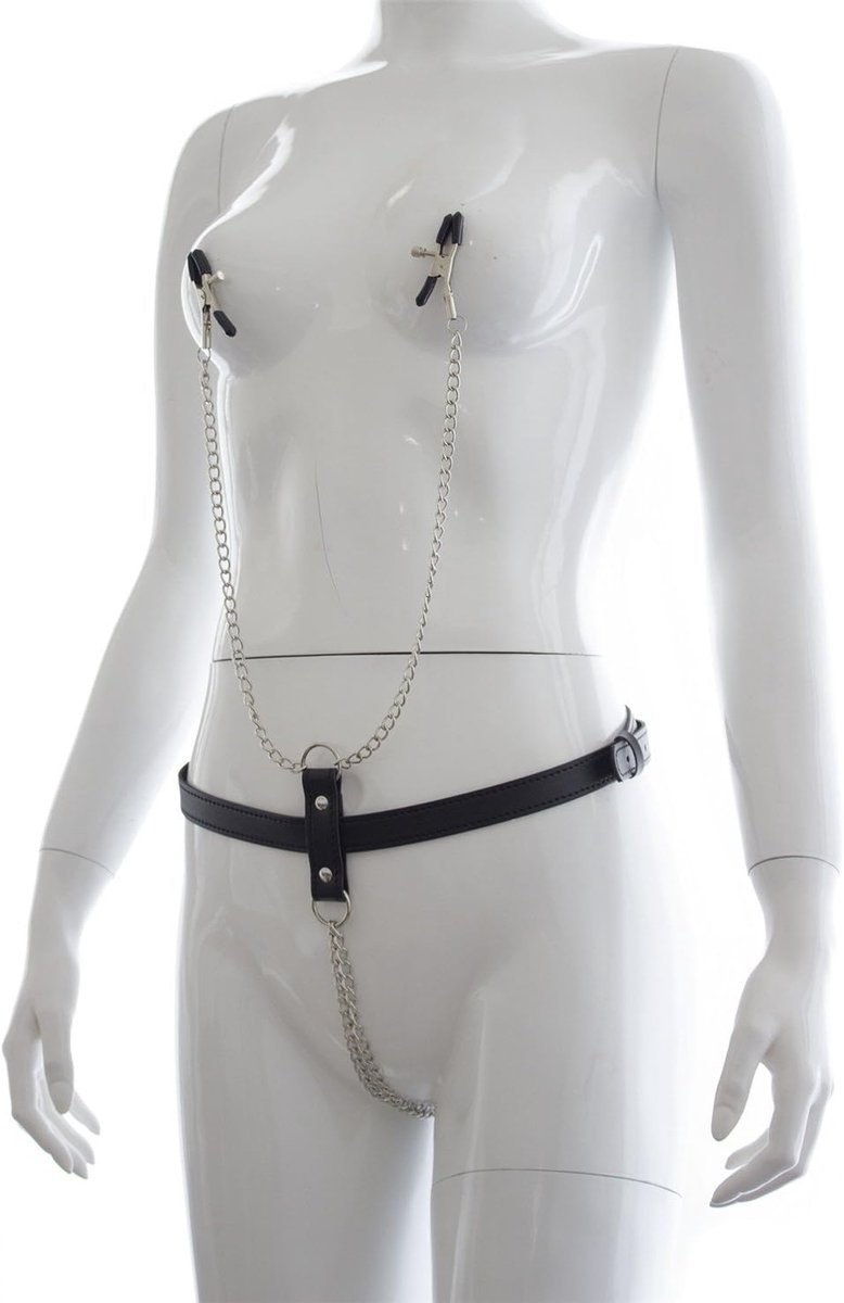 Harnais Bonadge + Nipple Clamps for Men and Women Body Harness SM Bondage Kit Bondage Game Slaves, Black, One Size - ShopVlot