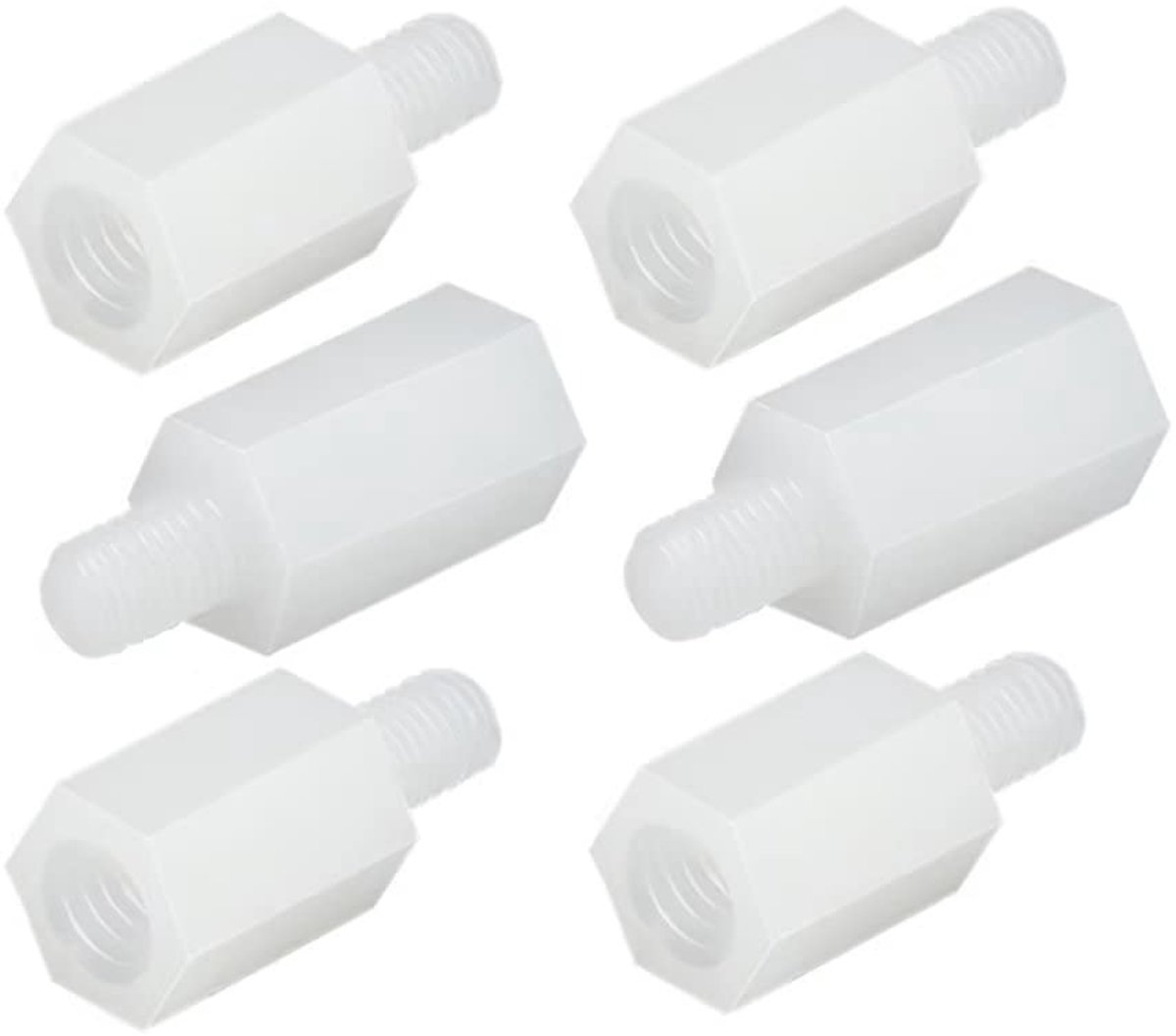 Afstandhouders nylon hex afstandshulzen PCB printplaten mannelijk vrouwelijk schroefdraad afstandsbouten M5 x 10 + 6 mm (20 stuks)