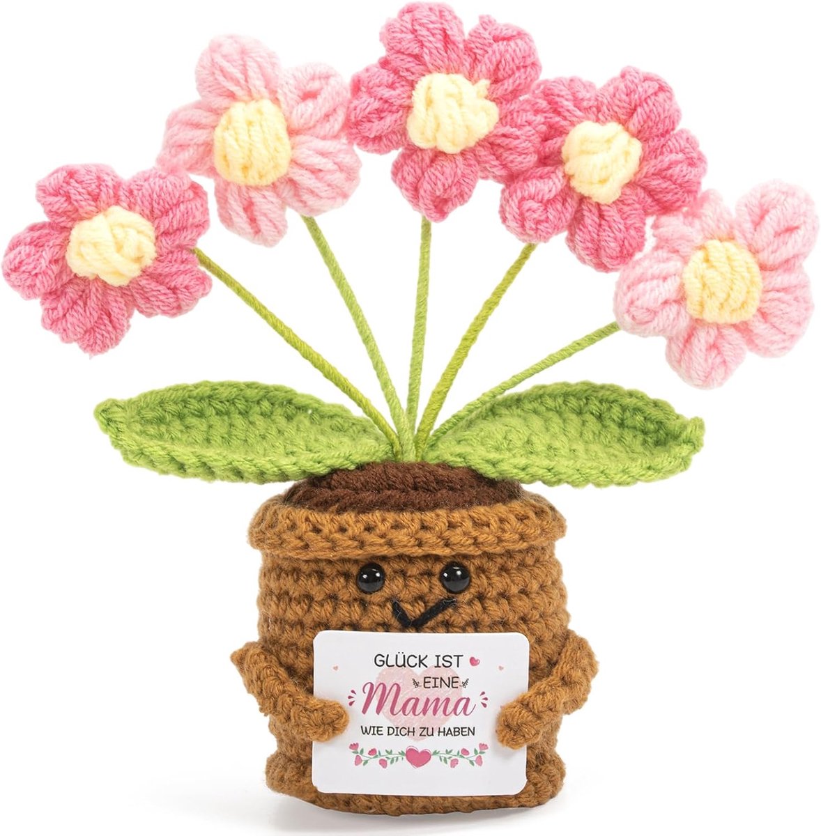 Cadeau voor mama - handgemaakte gehaakte bloem kleine cadeaus voor vrouwen, liefdevolle pocket knuffel positief cadeau voor Moederdag, verjaardag of Kerstmis