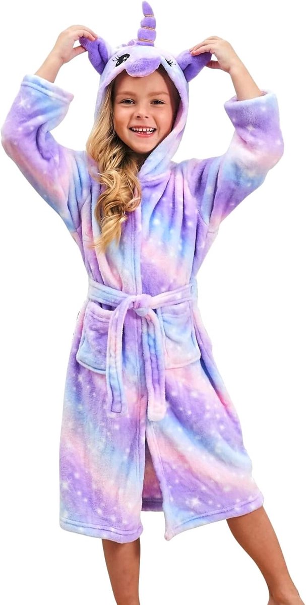 Badjas voor Meisjes Zachte Fleece Badjassen met Capuchon