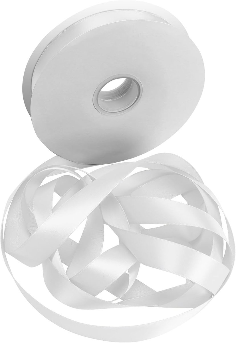 Dooozy 2.5cm 91m White Satin Ribbon Ribbons - ShopVlot