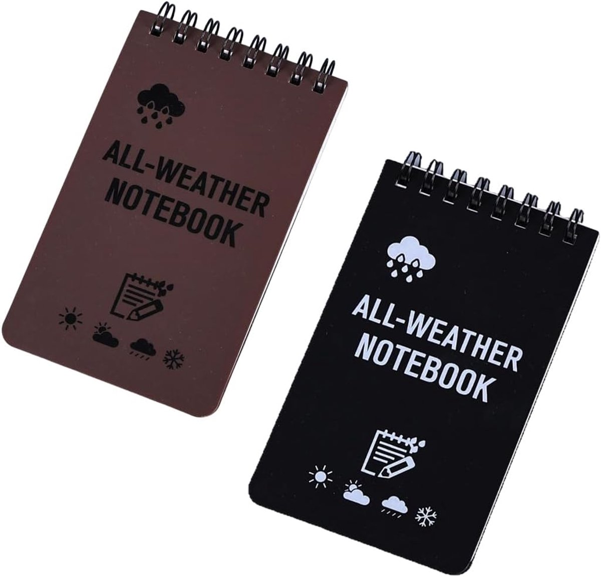 2 stuks waterdichte notitieboekjes – spiraalnotitieblok, mini-zakformaat, om buiten te schrijven, ideaal voor wandelen - ShopVlot