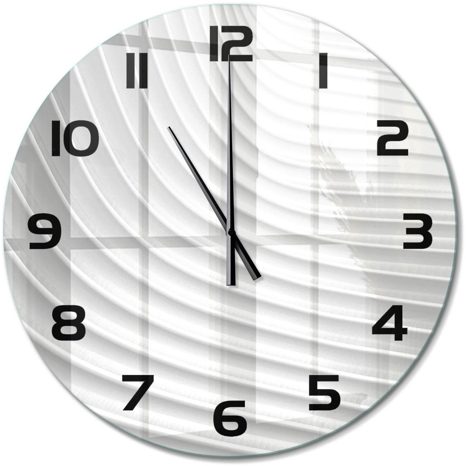 TULUP Wandklok - Lijnen van abstractie Klok Glas Met Opdruk - fi60 cm - Wit Moderne Wandklok Glas - Zwarte handen - Ronde Klok - Decoratieve Glazen Klok - Glazen Wandklok Design