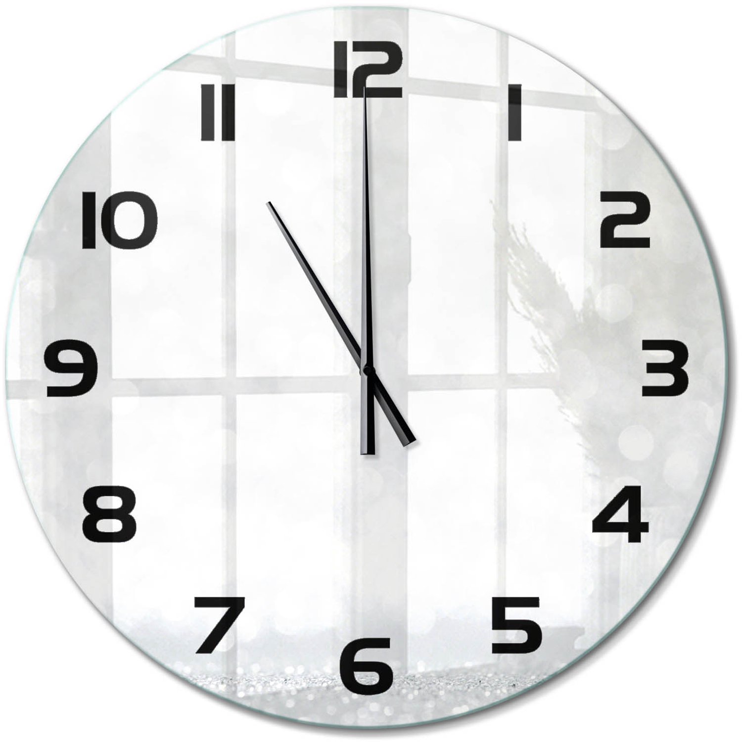 TULUP Wandklok - Kleine dingen Wandklok Glas Decoratie - fi60 cm - Zilver Gekleurde Glazen Klok - Zwarte handen - Ronde Klok - Klok Glas Met Opdruk - Moderne Wandklok Glas