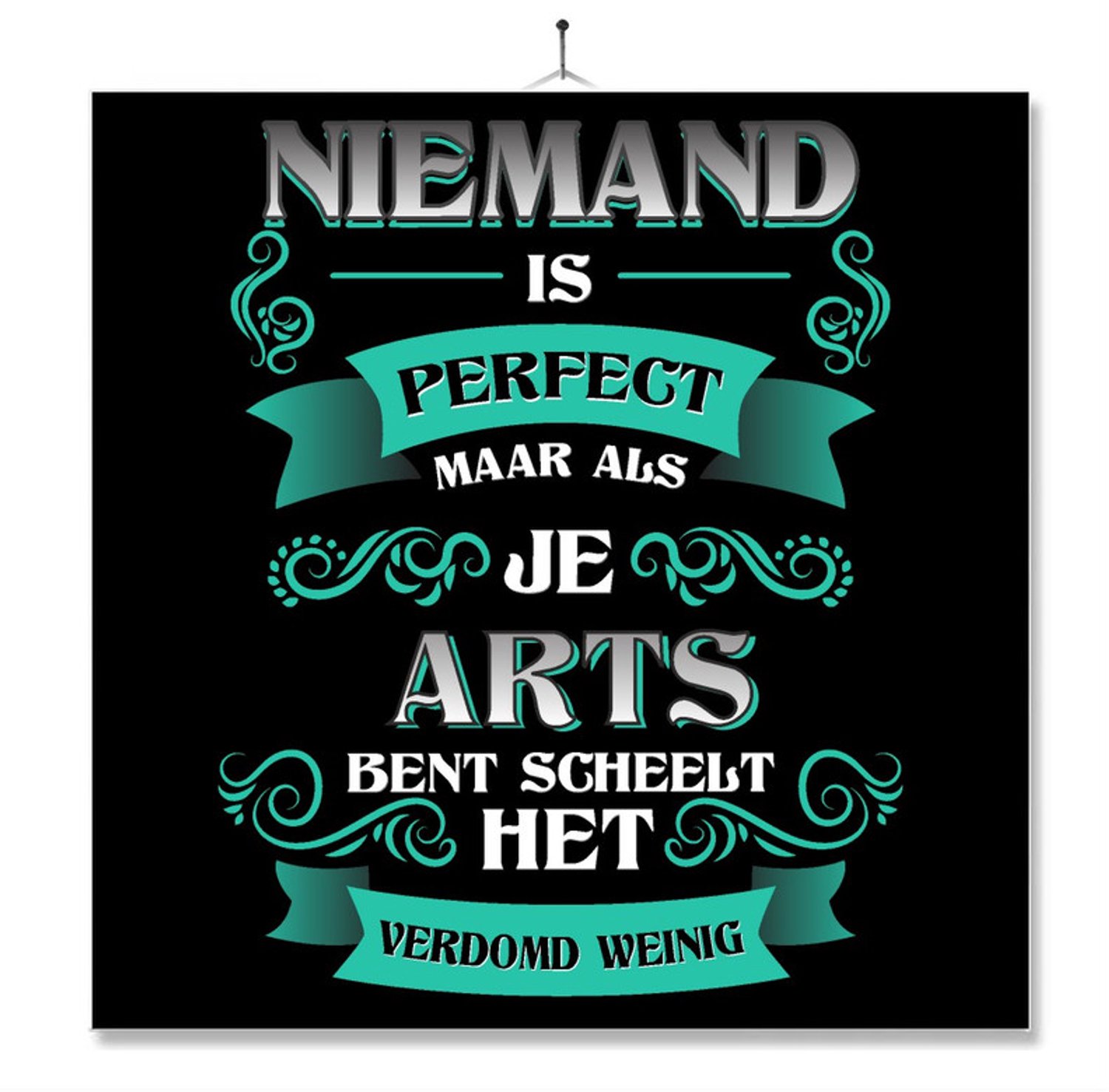 MC Living Tegel Met Opdruk | Kado | Cadeau | Niemand Is Perfect | Beroep | Arts Multi-Color