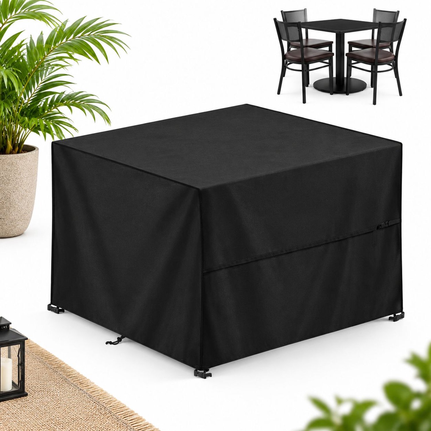 VHV Hoes - Tuinmeubel - Weerbestendige beschermhoes - Tafelhoes voor buiten - 420D Oxford - stof - 100x100x85 cm - Gemakkelijk schoon te maken en op te bergen - Geschikt voor... zwart