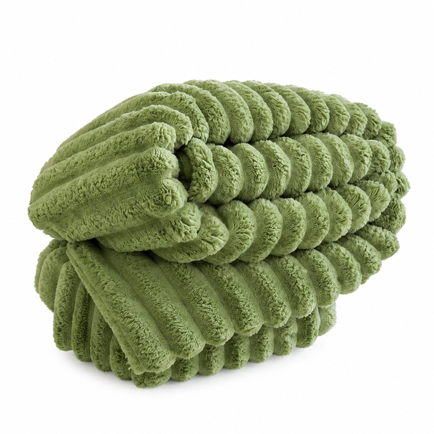 SWGOTA Groene pluche plaid 120 x 200 cm met strepen, machinewasbare polyester deken voor op de bank Fruitgroen