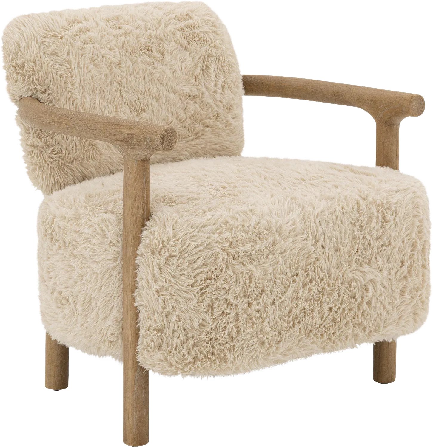 Goossens Fauteuil Bloss - Stof - Wit - Met Armleuning stof teddy stof creme