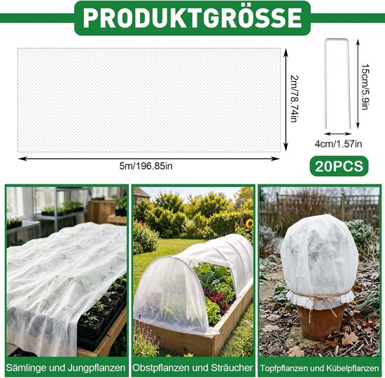Vlies voor planten, vorstbescherming 2x5 meter — afbeelding 2