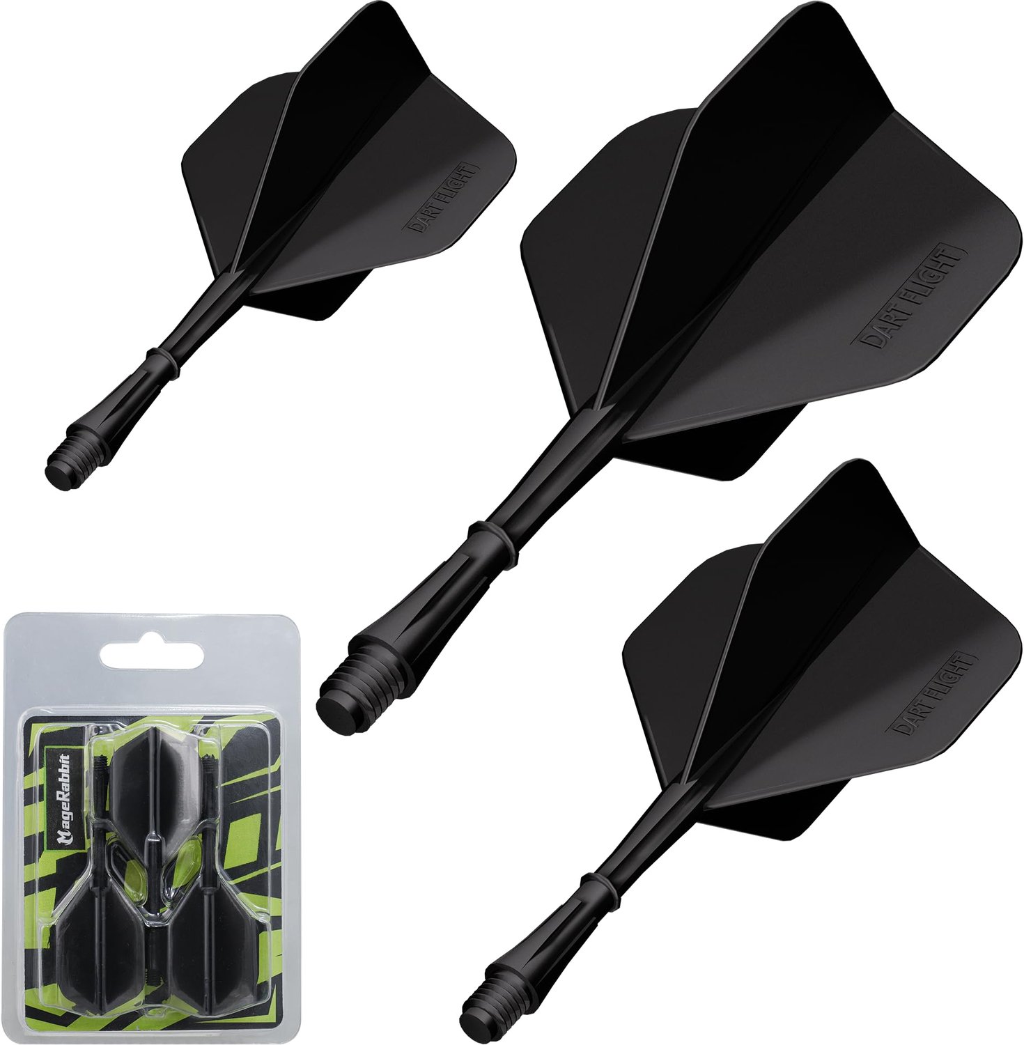 Darts Accessoires Set - 3 Darts Flights en Schachten - Zwart