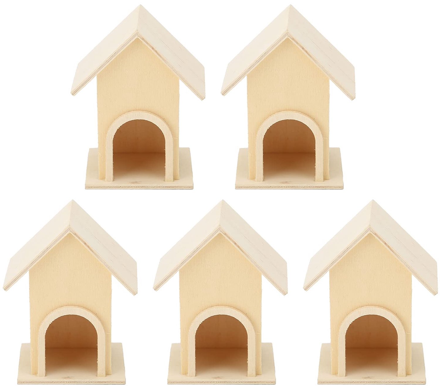Vogelhuisje Houten 5 Stuks - DIY Vogelhuisje - Tuin Decoratie - Vogelhuis voor Kleine Vogels - Weerbestendig - Veilig Materiaal