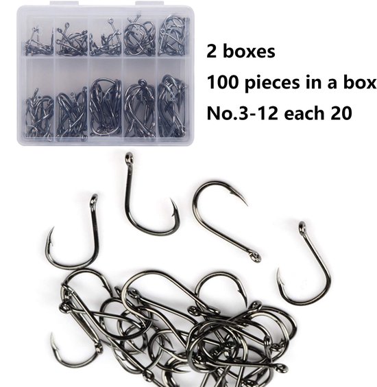 Vishaken van koolstofstaal - 200 Stuks - Jig Vishaken - Zilver - Slijtvast - Geschikt voor zoet/zout water - Vishaak — afbeelding 4