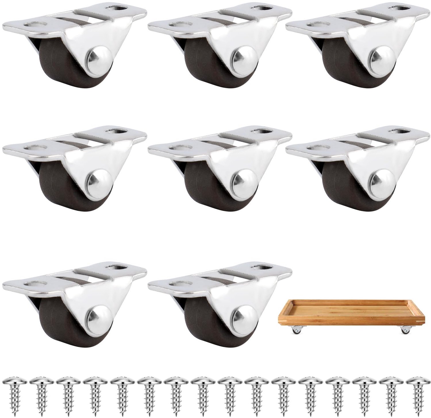 Set van 8 Mini Meubelswielen met Stille Rubber