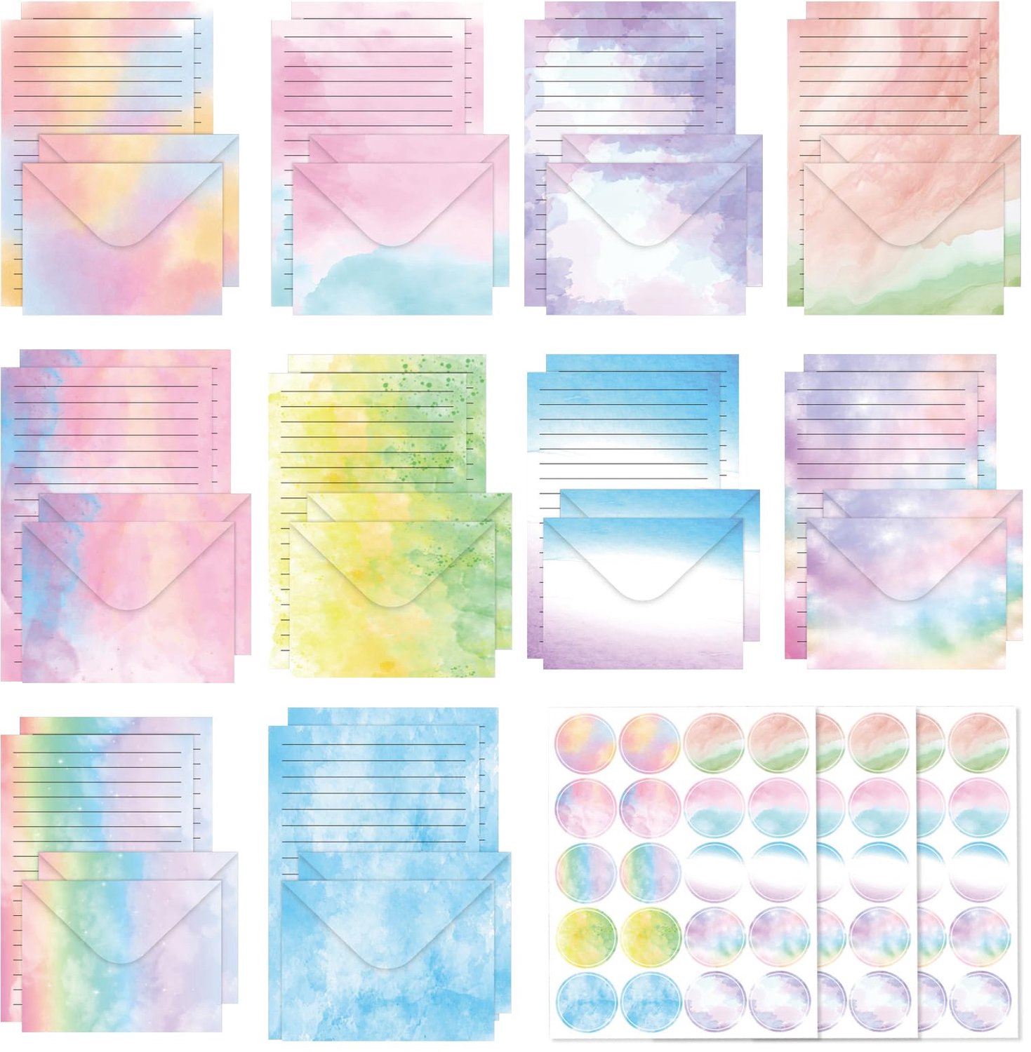 160 Stuks Watercolor Stationery Set met Enveloppen