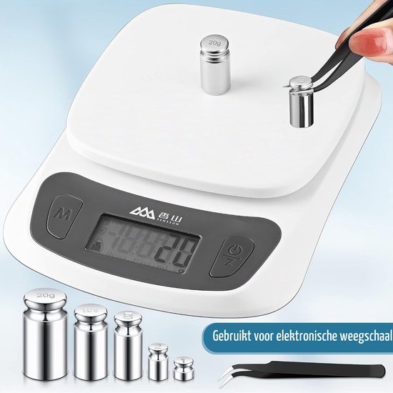 Kalibratiegewicht set 1g 2g 5g 10g 20g - stalen constructie - inclusief pincet - voor digitale weegschaal - ServiceTopper — afbeelding 4