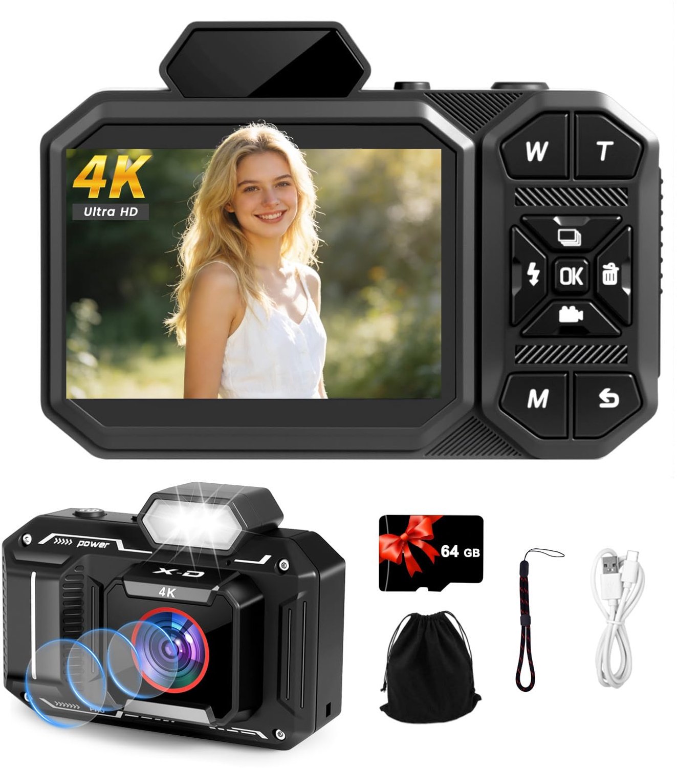 4K Vlogging Camera met 48MP en 64GB Geheugenkaart