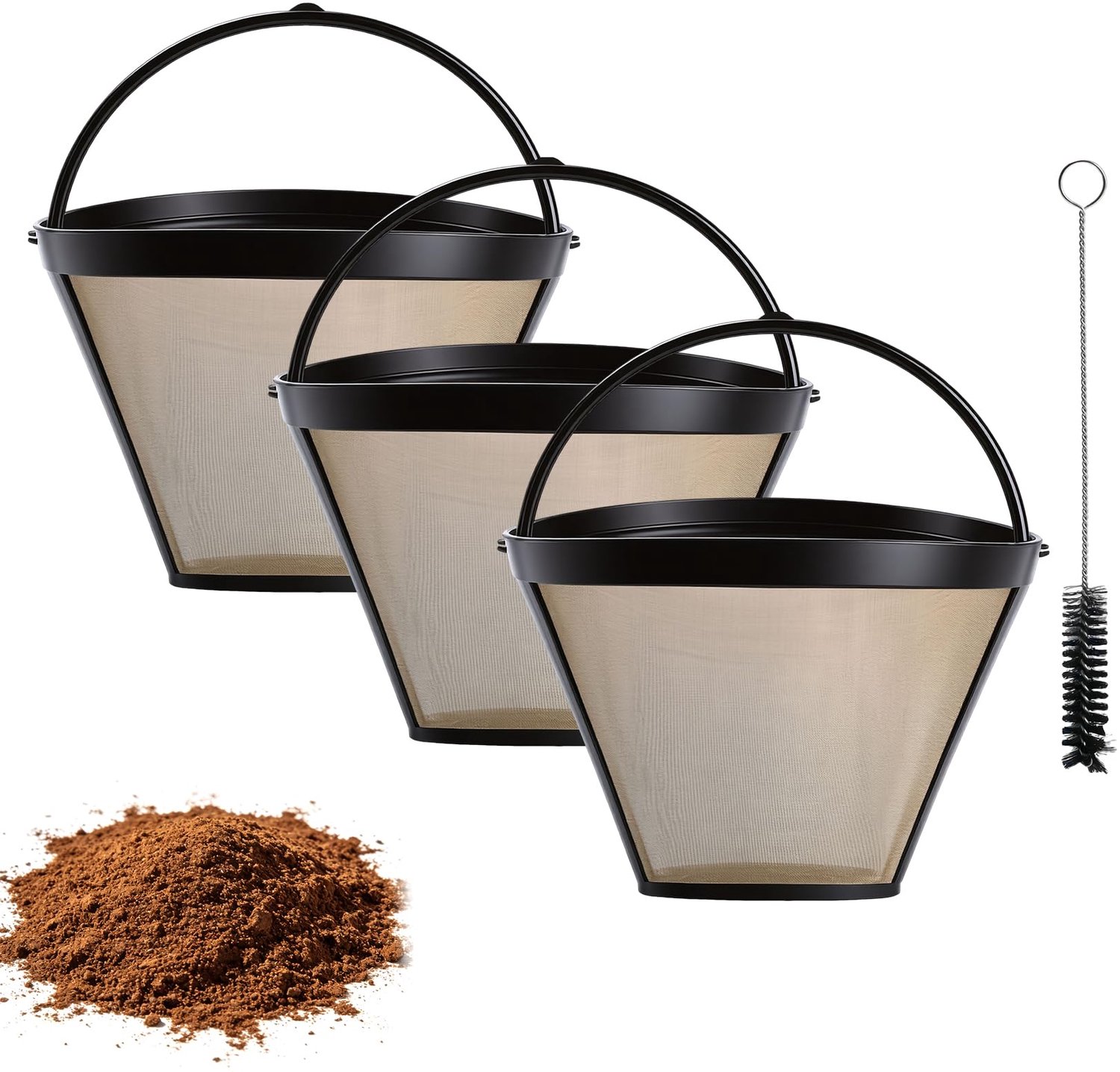3 Stuks Herbruikbare RVS Koffiefilters voor Koffiezetapparaat