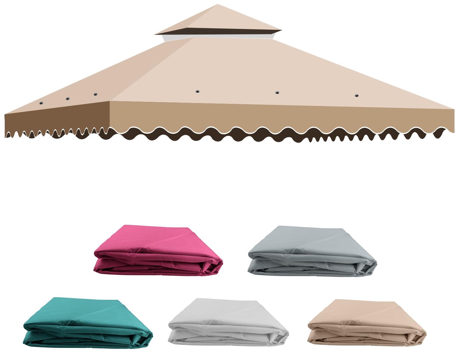 Vervangende Tentdak voor 3x3m Tuinpaviljoen (Beige, Dubbele Laag)