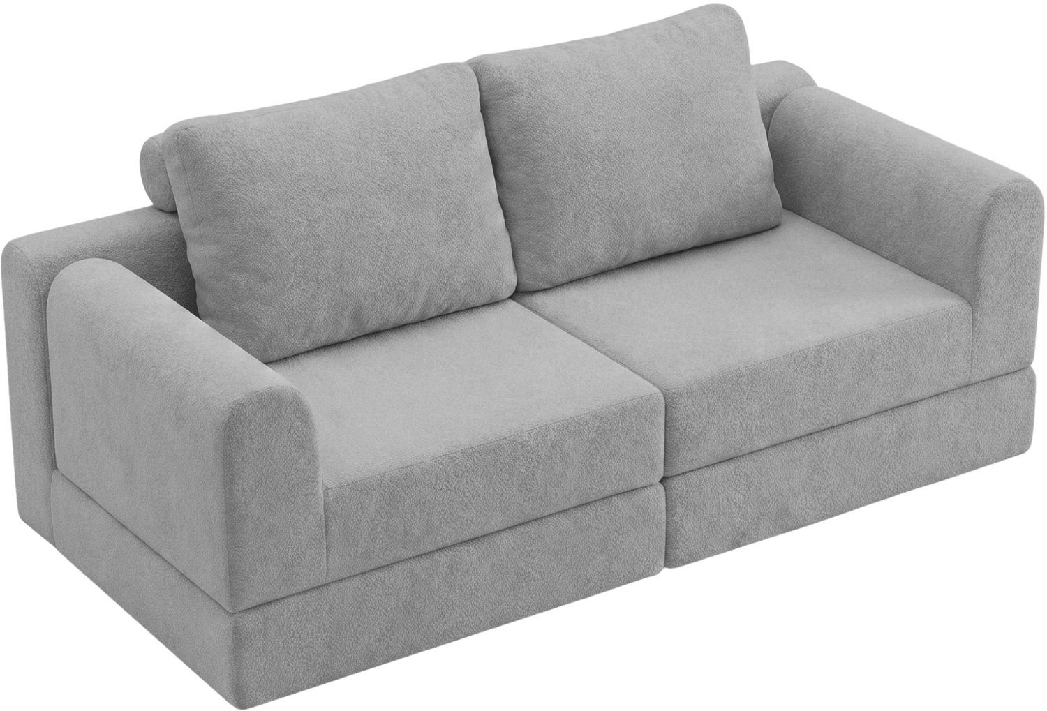 Wishdor Slaapbank - Opvouwbaar en omvormbaar tot fauteuil, loungestoel of bed - Tweezitsbank met schuimvulling - Voor woonkamer, slaapkamer en kleine ruimtes - Flanelachtige bekleding - Grijs - 160 x 80 x 78 cm