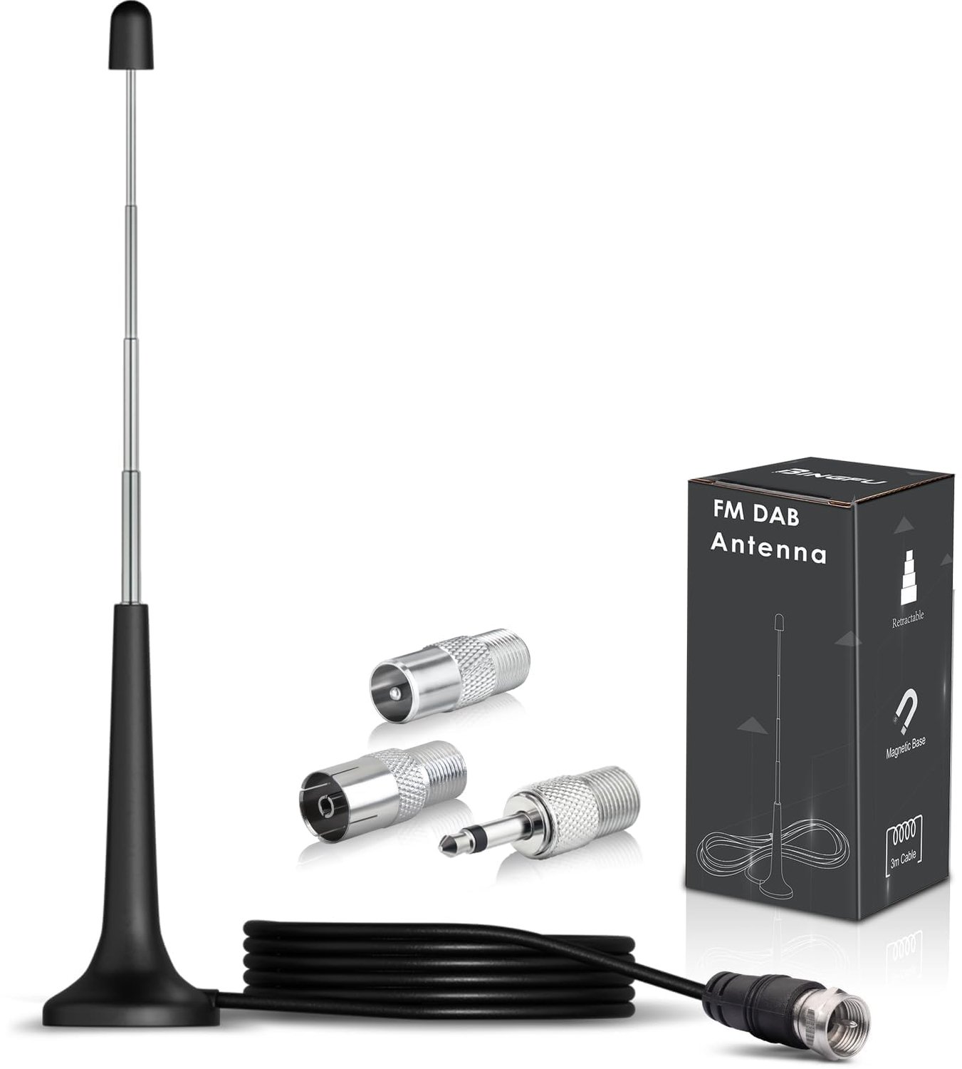 DAB FM Radio Antenne met Magnetische Basis en 3m Kabel