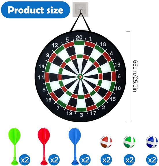 26" Dartbord Speelgoed Vouwbaar met 6 Ballen en 6 Darts - Gezellig Spel voor Kinderen — afbeelding 3