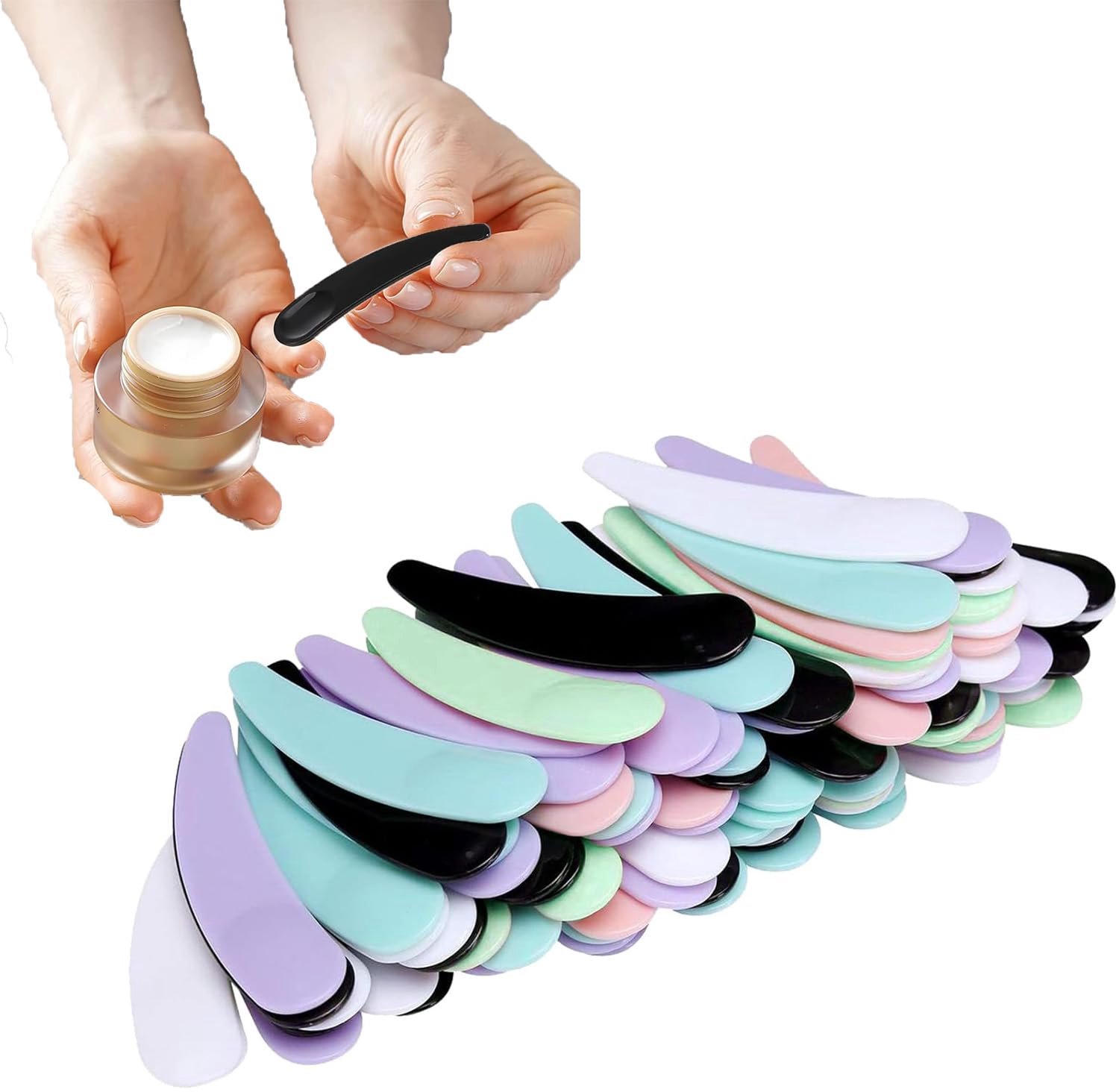 Cosmeticaspatel 200 stuks - Mini-make-upspatels - Kleurmix - Polypropeen - Geschikt voor huidverzorging - Afmetingen 5,5 × 1,3 × 0,2 cm - Make-upspatel