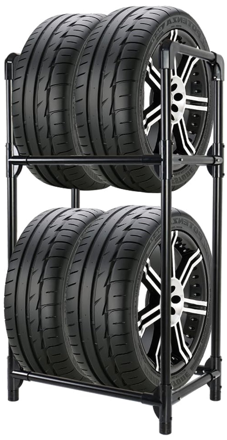 Tire Stand voor 4 Banden of Velgen, Stabiele Opslagoplossing