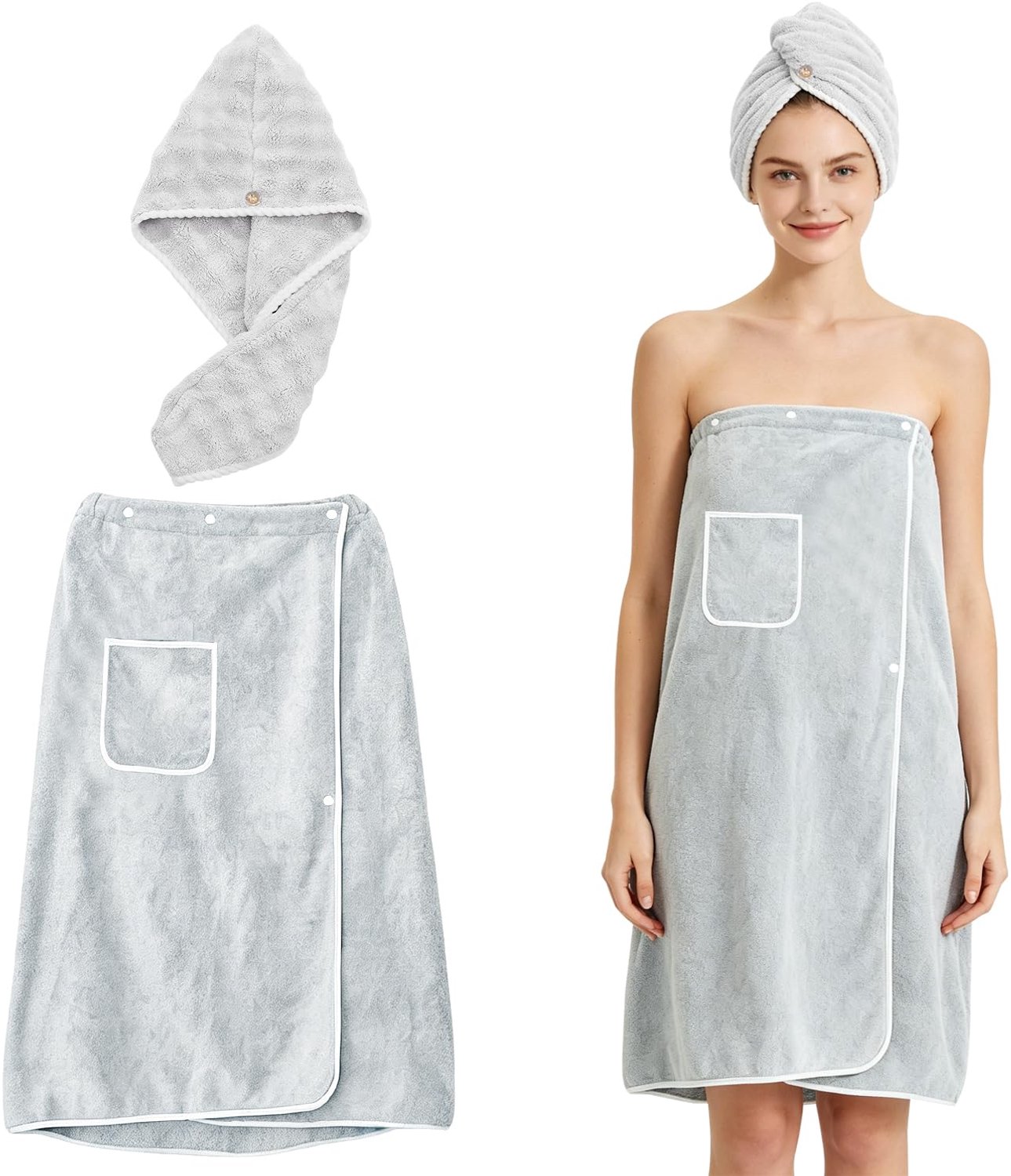 Vrouwen sauna handdoek met knoop en zakken - 80 x 150 cm