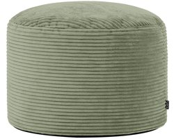 Corduroy Voetenbank met Vulling, Groen