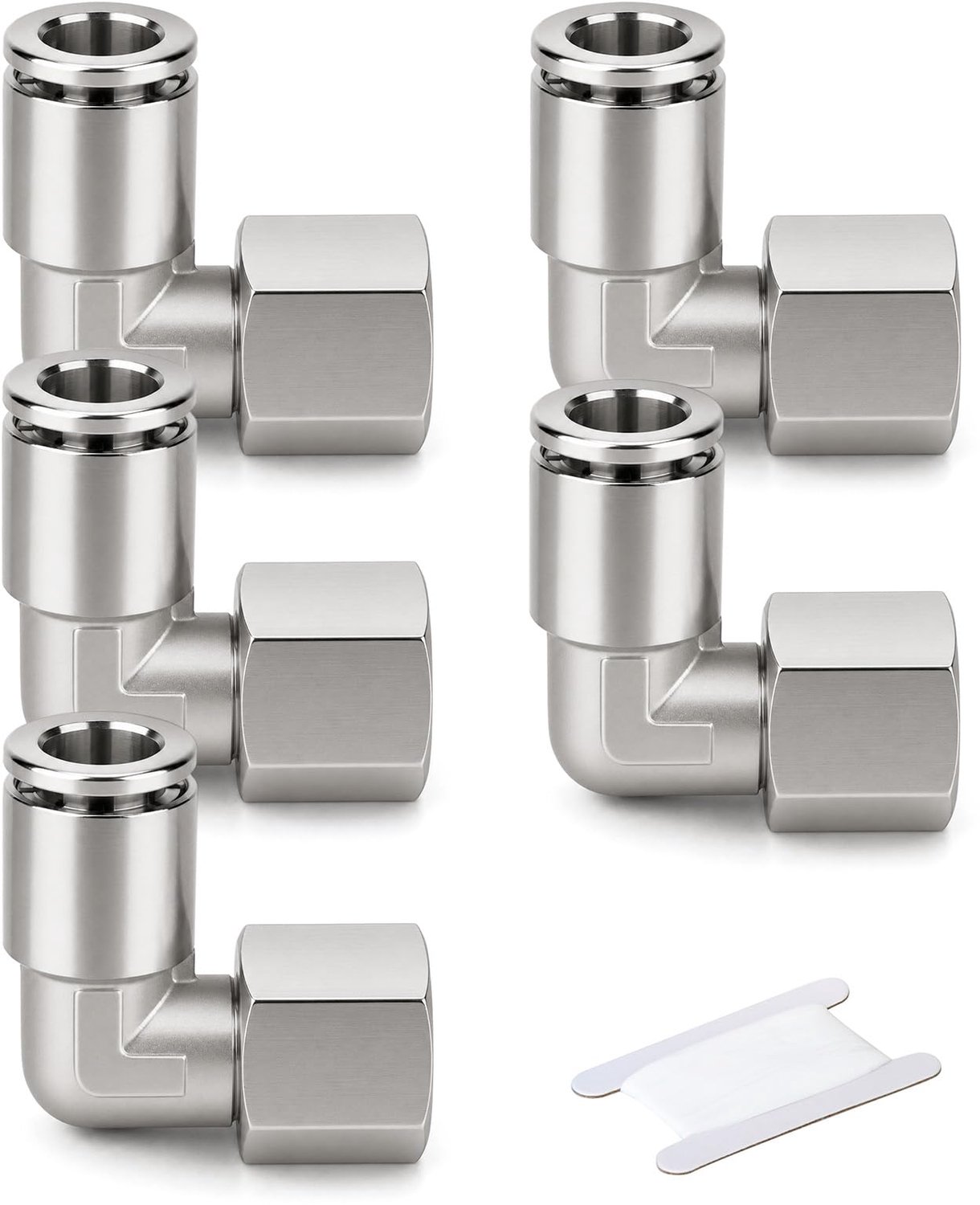 5 Stuks Vernikkelde Messing 90° Pneumatische Fittingen