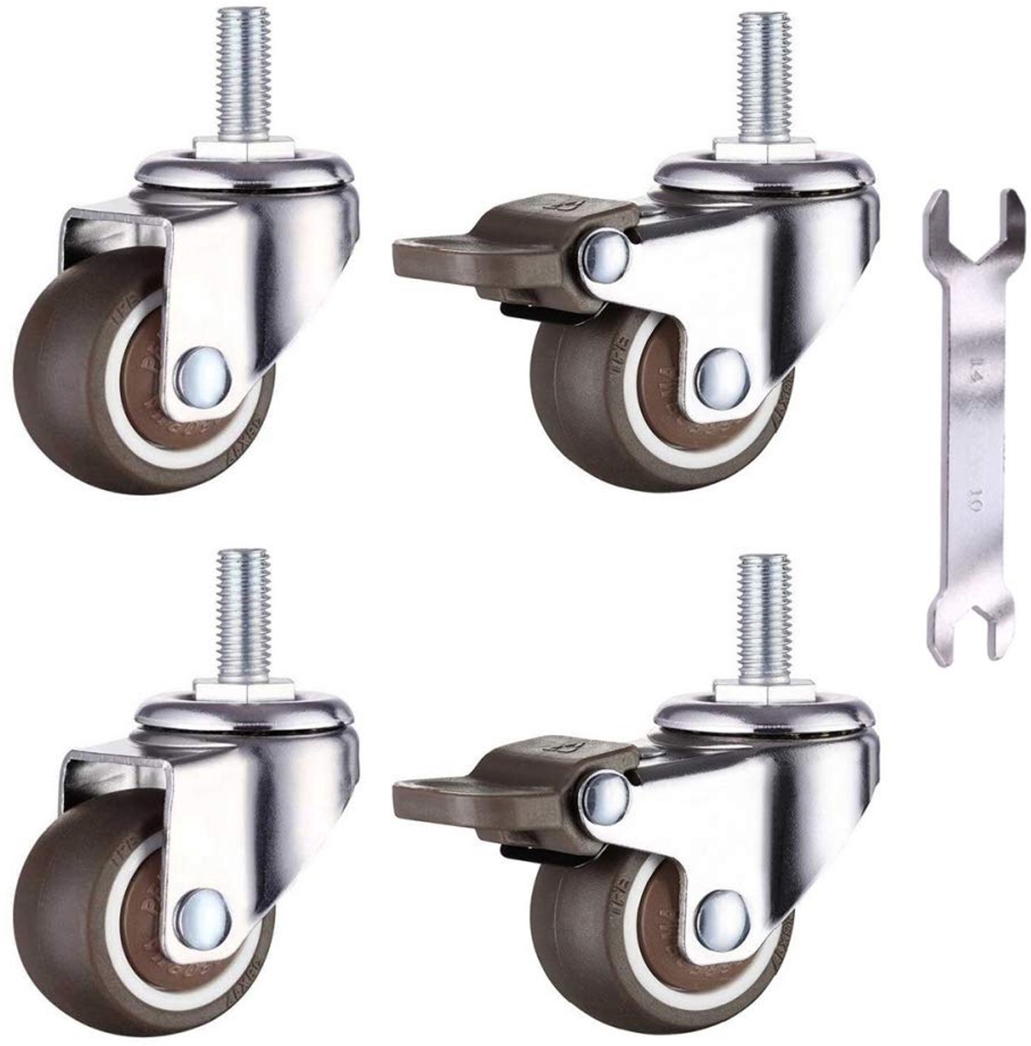 Vervangwielen voor meubels - 4 stuks met rem - 32 mm