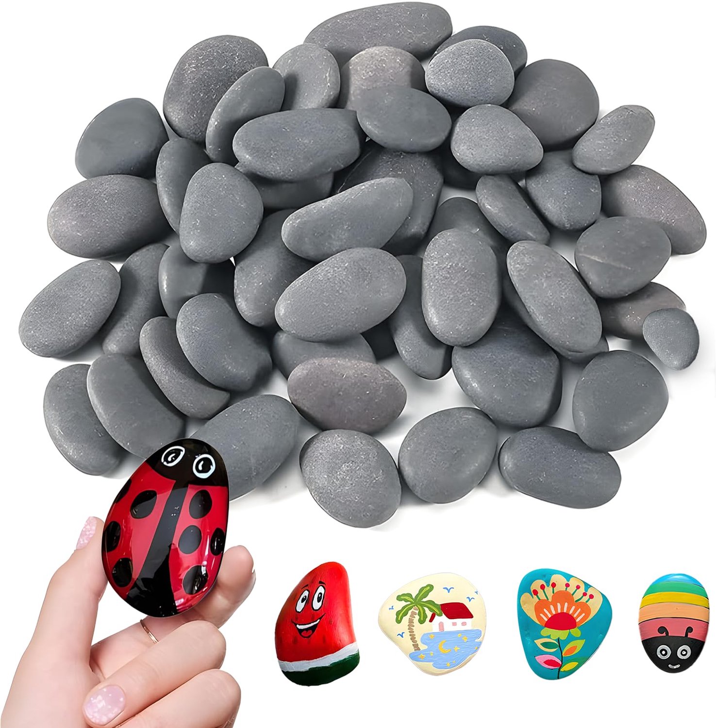 40 Stuks Mini Kiezels voor Schilderen en Decoratie, Natuurlijke Steentjes
