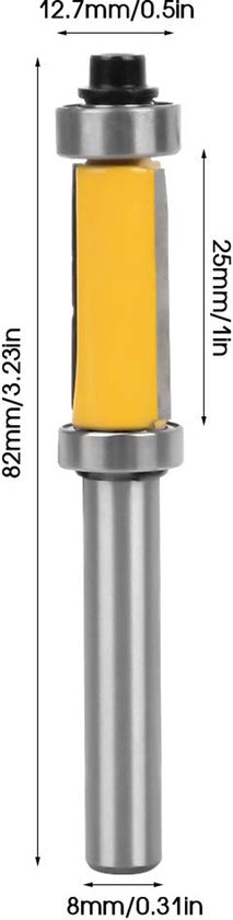 Flush Trim Bit - 8mm Freesbit Set - Hittebestendige Teflon Coating - Houtbewerking - Top Bearing Flush Bit - Geschikt voor Router