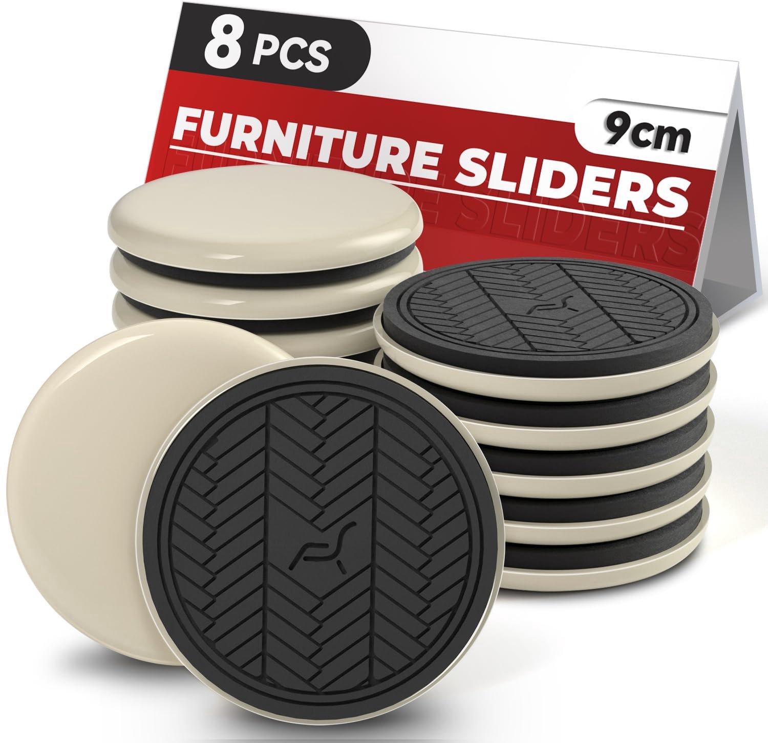 Plastic Meubelglijders voor Tapijt, Beige, 8 Stuks, 9 cm