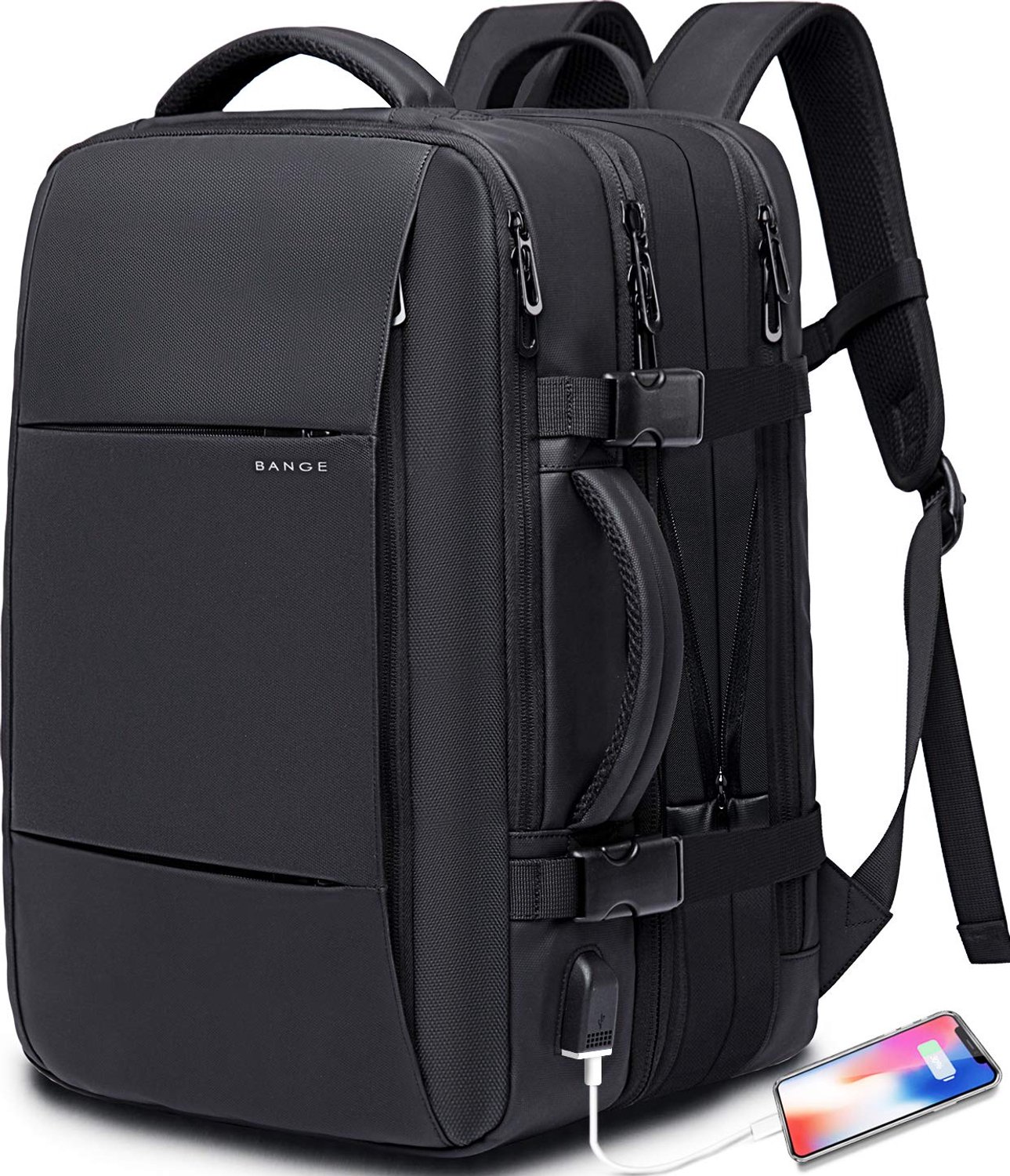 Duurzame Reisrugzak met Laptopvak en Uitbreidbare Duffle Bag