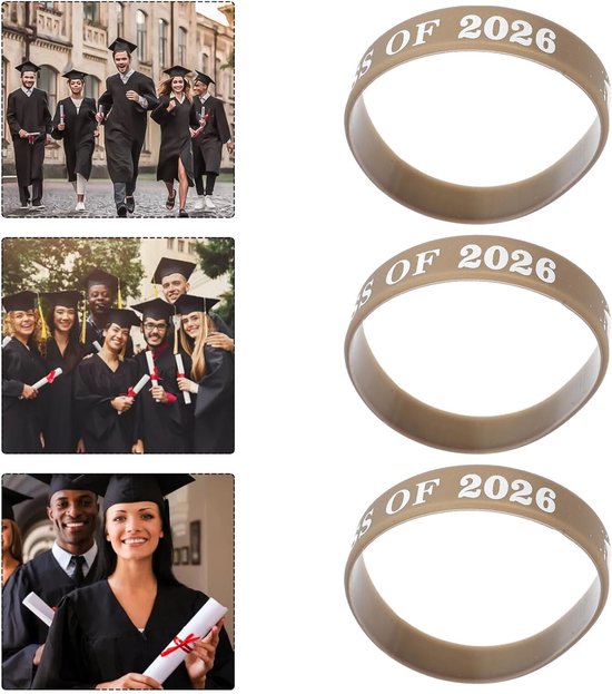 50 Stuks Siliconen Afstudeerpolsbandjes Class of Goudkleurig Flexibele Duurzame Afstudeerarmband voor Kleuterschool Schoolfeest Souvenirs Bedankjes — afbeelding 5