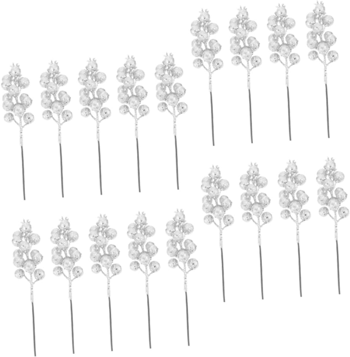 Kunstmatige Kerstdecoratieve Bessen Zilveren Glinsterende Bessen Thuisfoto-propkit