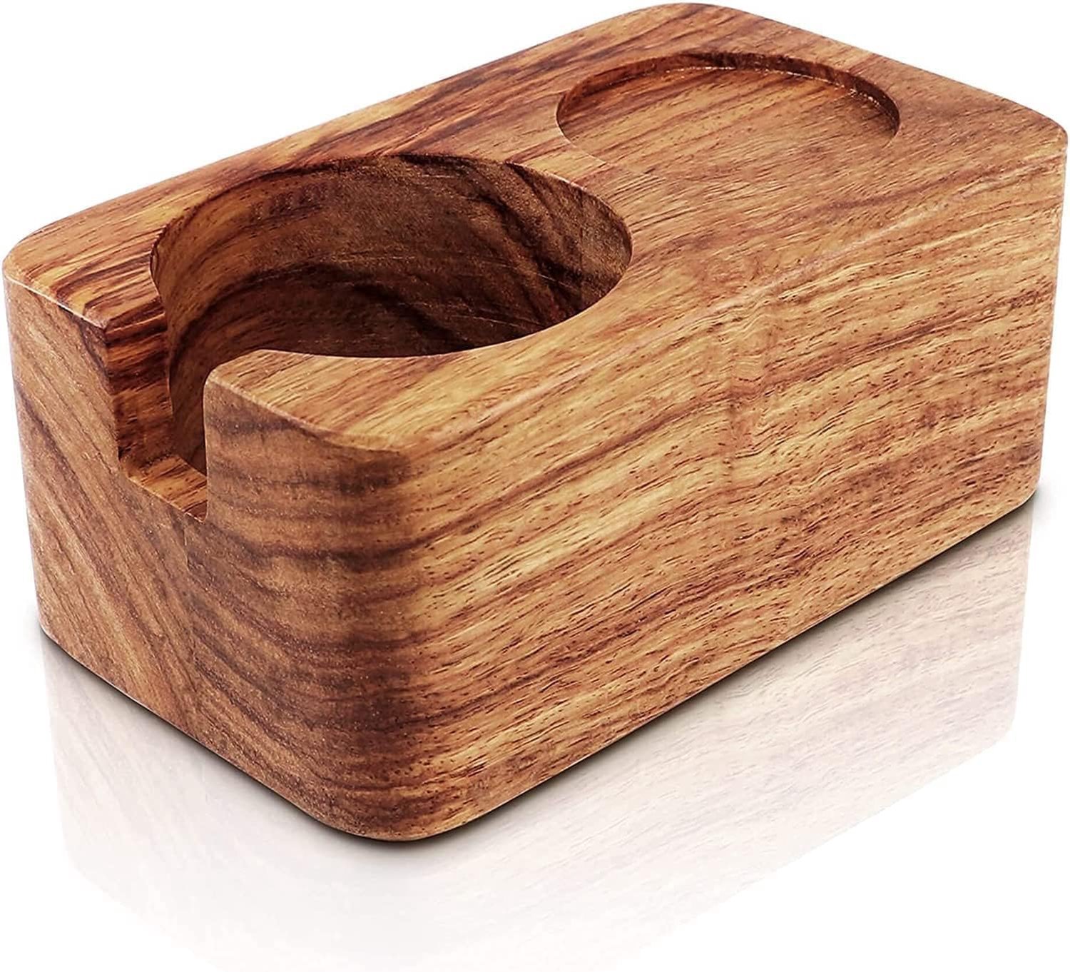KYONANO Tamper Station 58 mm Yellow Pear Wood Tamper Station for Porta Filter, Barista Accessories for Every Professional, Tamping Station for Prepara
