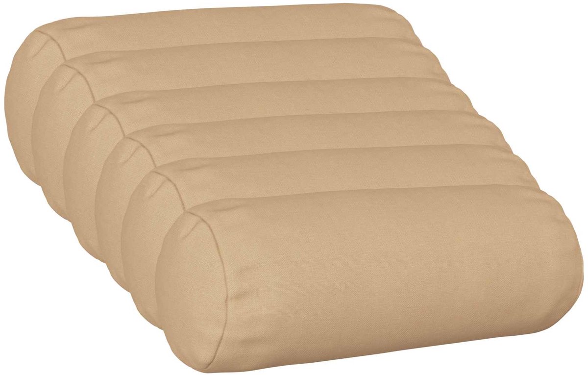 vidaXL Dekenkussen - 6 - st - HEERLEN - Crèmekleurig - Diam. - 15 - x - 40 - cm - Stof