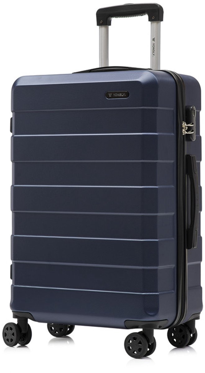 YONSLY Handbagage Koffer - 66cm - 66 L - Cijferslot- 360° Draaibare Wielen - Trolley- 66 x 43 x 26 cm - Donkerblauw
