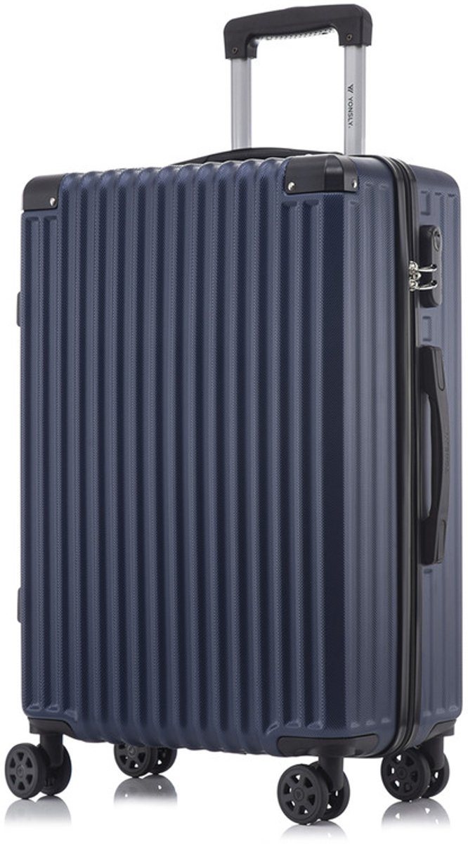 YONSLY Handbagage Koffer - 66cm - 66 L - Cijferslot- 360° Draaibare Wielen - Trolley- 66 x 43 x 26 cm - Donkerblauw